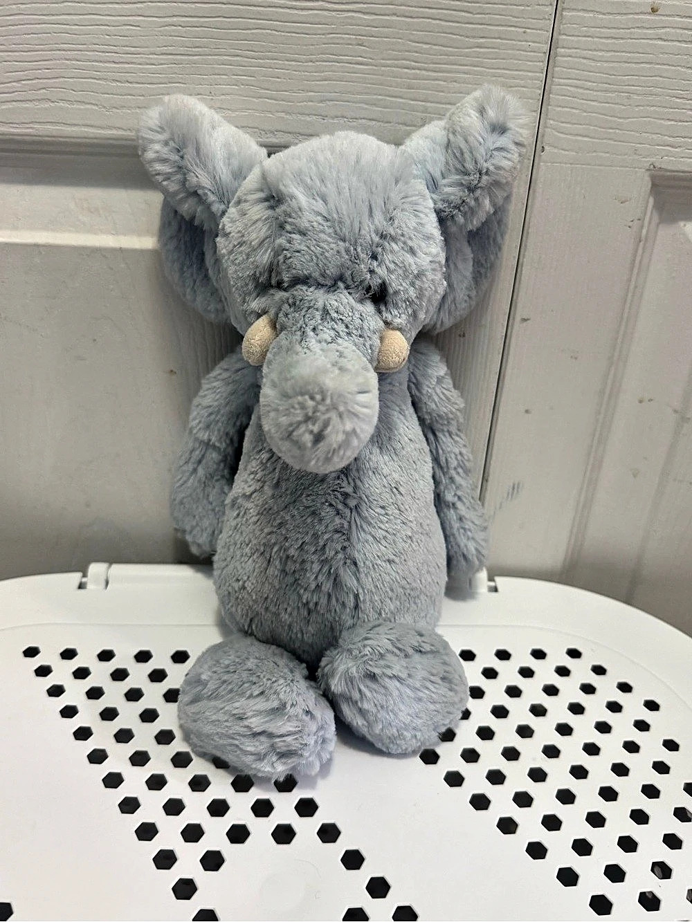 Little Jellycat London Blue Elephant Rattle / Chime Plush — product code JCINC18